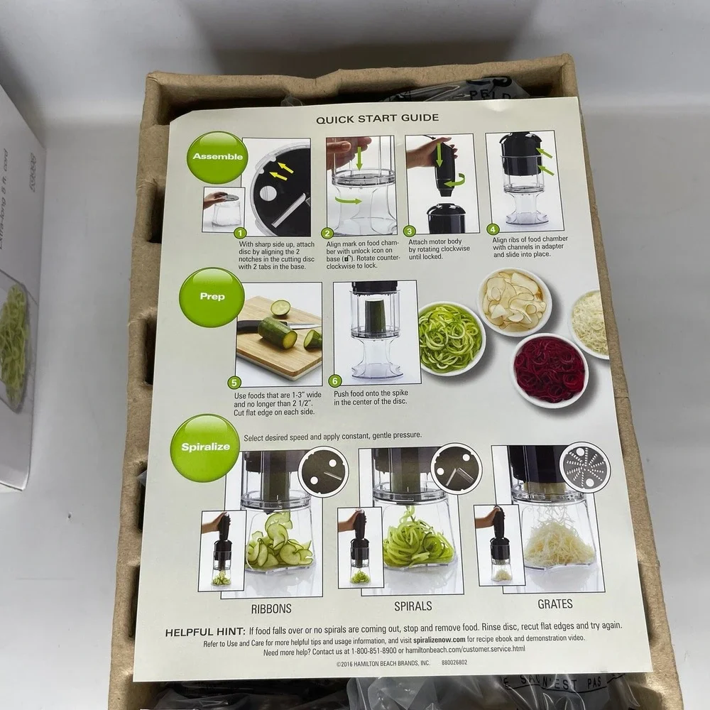 Hamilton Beach 3-in-1 Spiralizer 2 Speed‎ Electric Slicer 59998 - New
